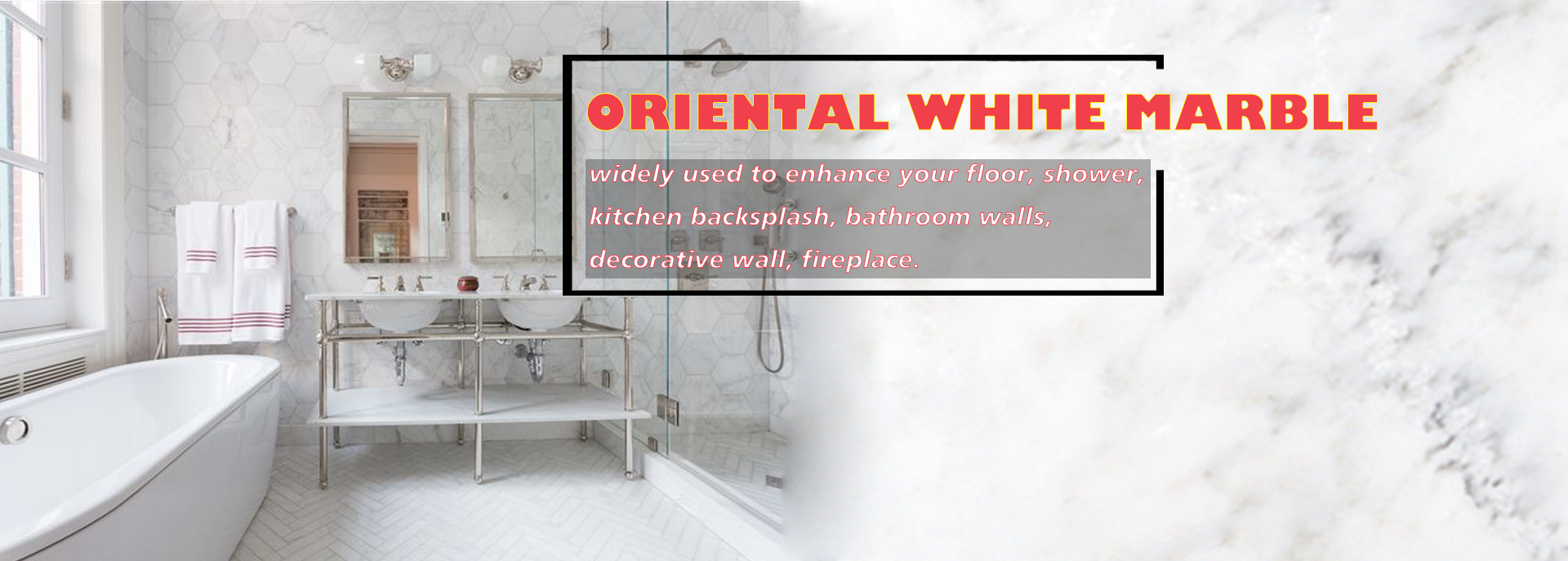 The white marble countertop is stained and can be cleaned by washing, but use the right method