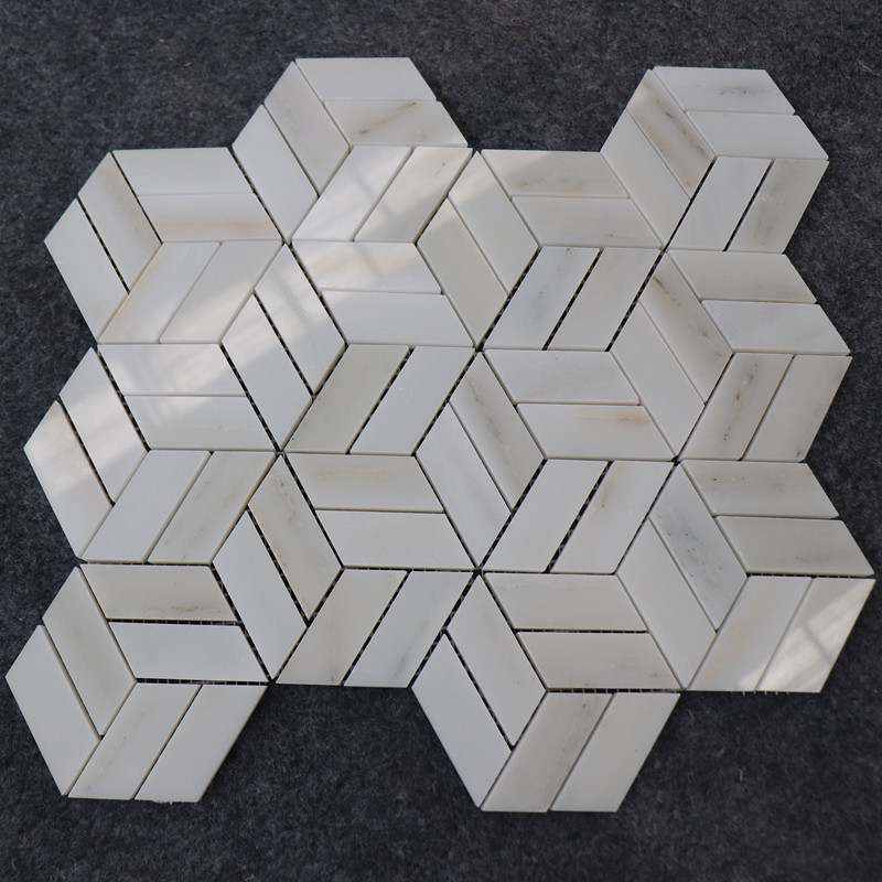Royal Pure White Rhombus Shape Mosaics