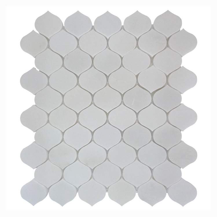 China Statuario White Marble Waterjet Mosaic Tiles