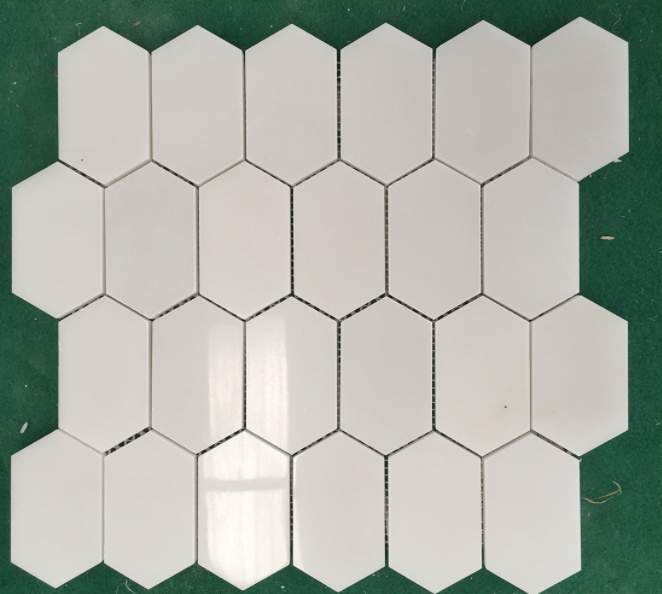 Pure White Jade Hexagon Mosaic Tiles