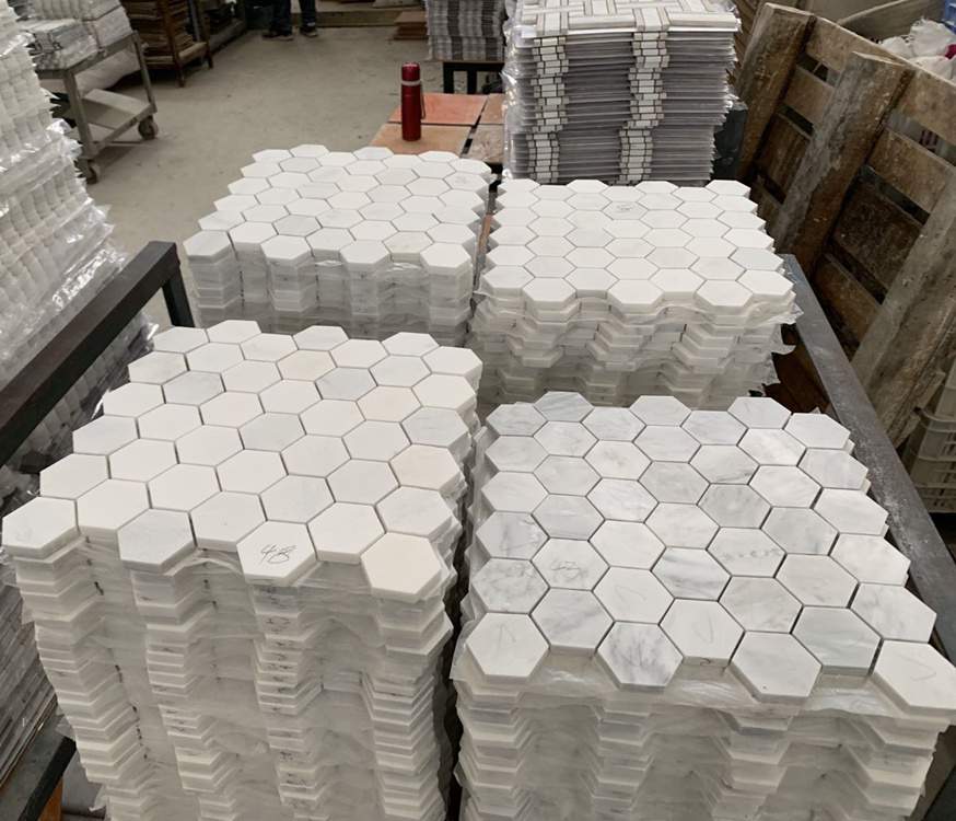 Pure White Marble Hexagon Mosaic Tiles