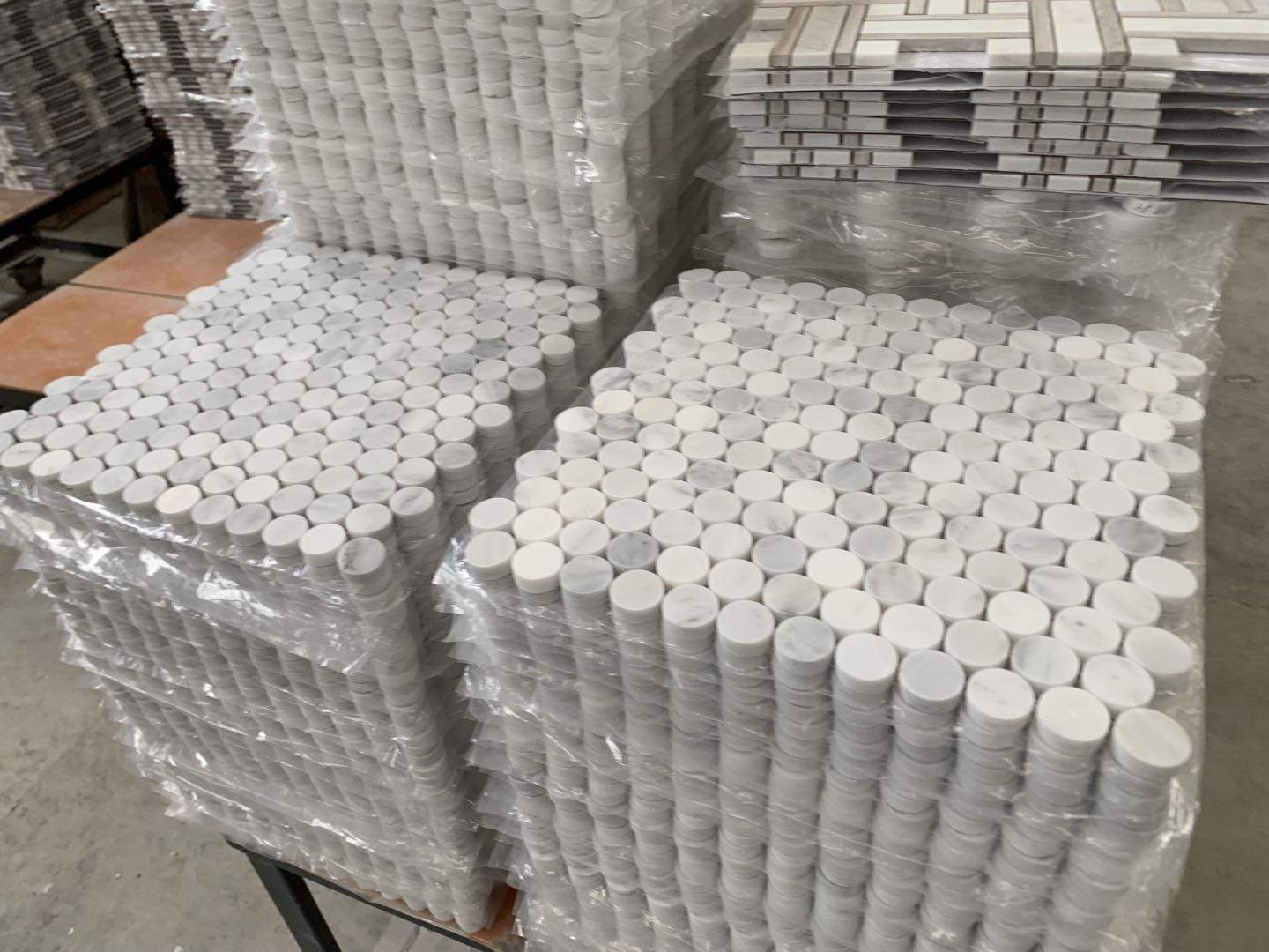 Pure White Marble Penny Mosaic Tiles